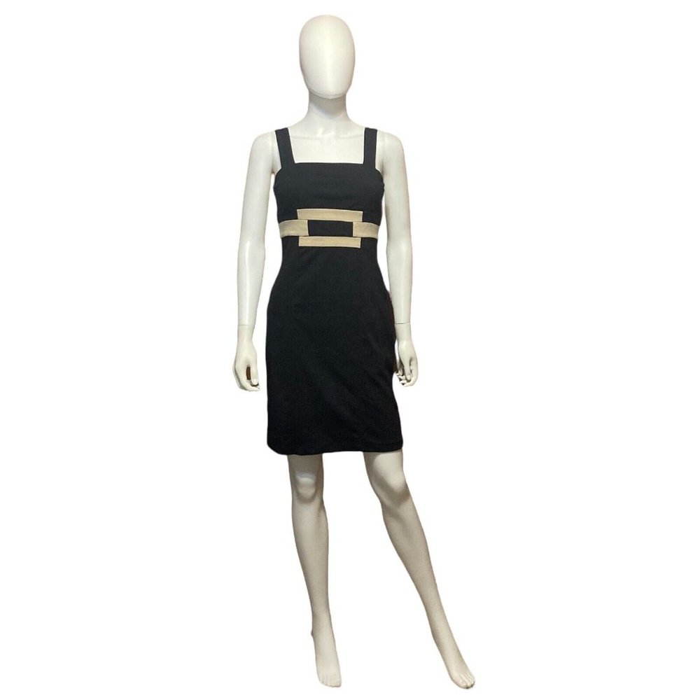 NEW BANANA REPUBLIC Black Classy Square Neck "Belted" Pencil Dress | Size 2